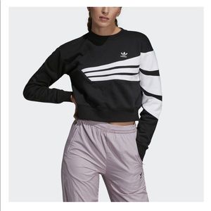 Adidas Striped Crop Sweater